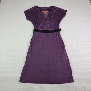 Tory Burch Womens XS 100% Silk Plum Knee Length Flutter Sleeve V Neck Belt Dress